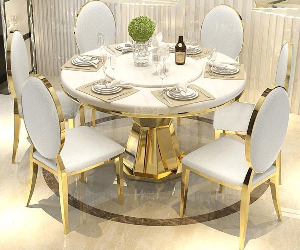 Home Luxury Dining Table And Chairs 1.5 Meter Diameter Round Dining Table