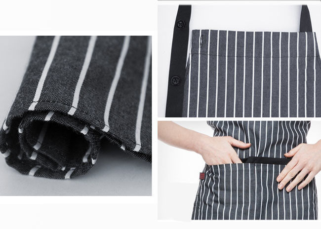 Black And White Stripes Kitchen Cooking Aprons Adjustable With Widen Strap Design