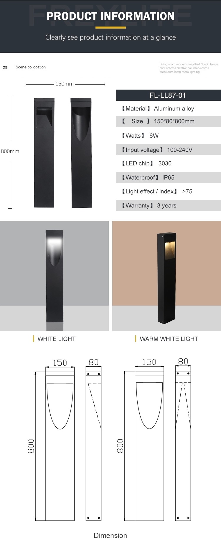 Rainproof Portable Outdoor LED Lights 6w Endurable Safety Steel Glass Material