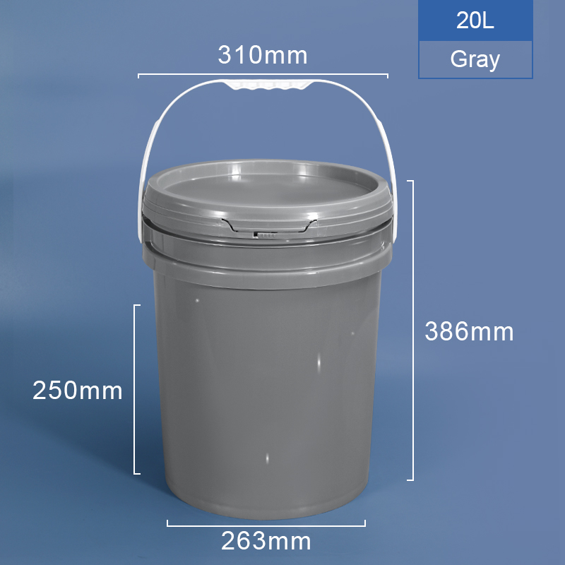 Silk Screen Printing 1L-50L Plastic Pail Pack PP Bucket with Lid and Iron Metal Handle