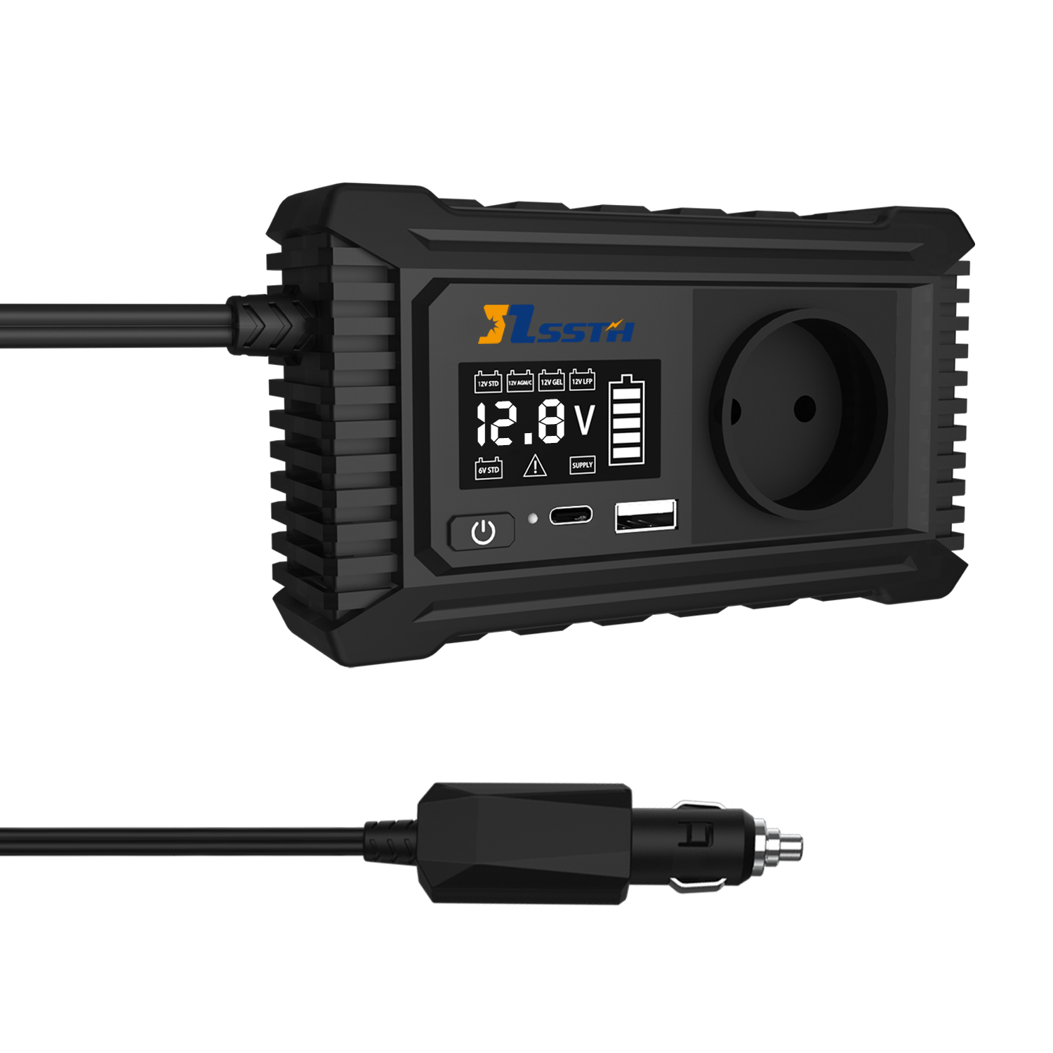 12V 220V Mini Dc To Ac GaN PD Fast Charger Converter USA UK EU Socket 150W Pure Sine Wave Electric Car Power Inverter Dual Sockets
