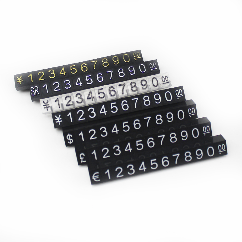 Golden Silvery Black Number Letter Cube Tag Holder Display Stand For Jewelry Store
