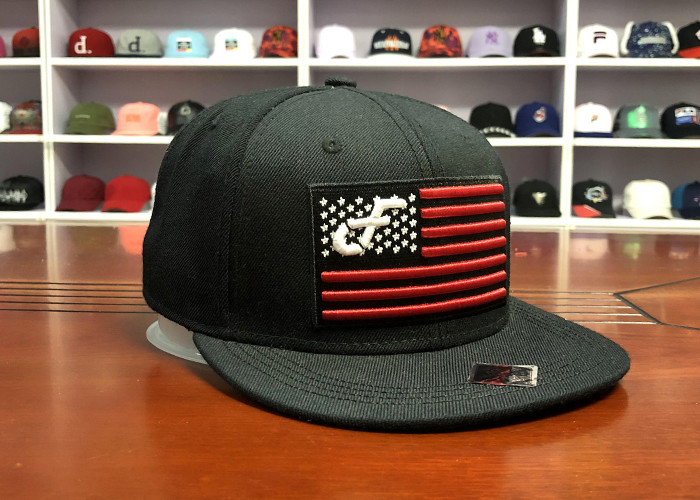 Customized Design black embroidery national flag special plastic buckle eagle Logo Sports Snapback Hats Caps