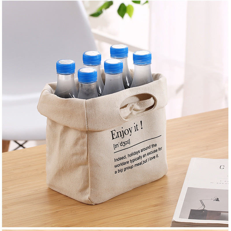 Custom Print Portable Cooler Foldable Canvas Lunch Bag