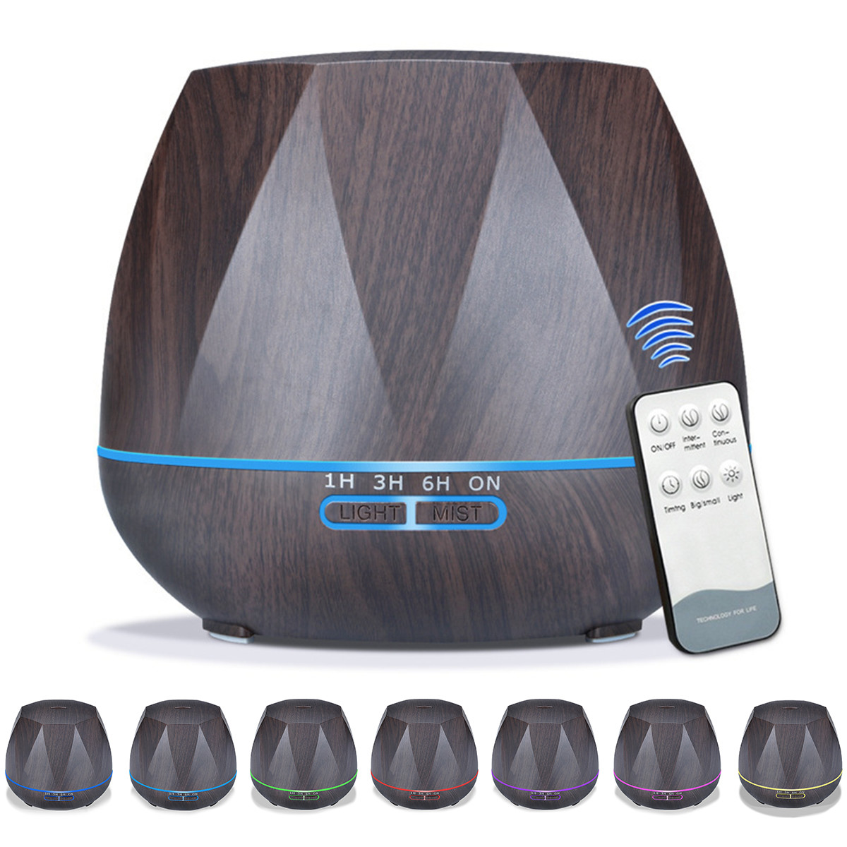Remote control Ultrasonic 550ml with Colourful Night Light Wood Grain Aroma Diffuser