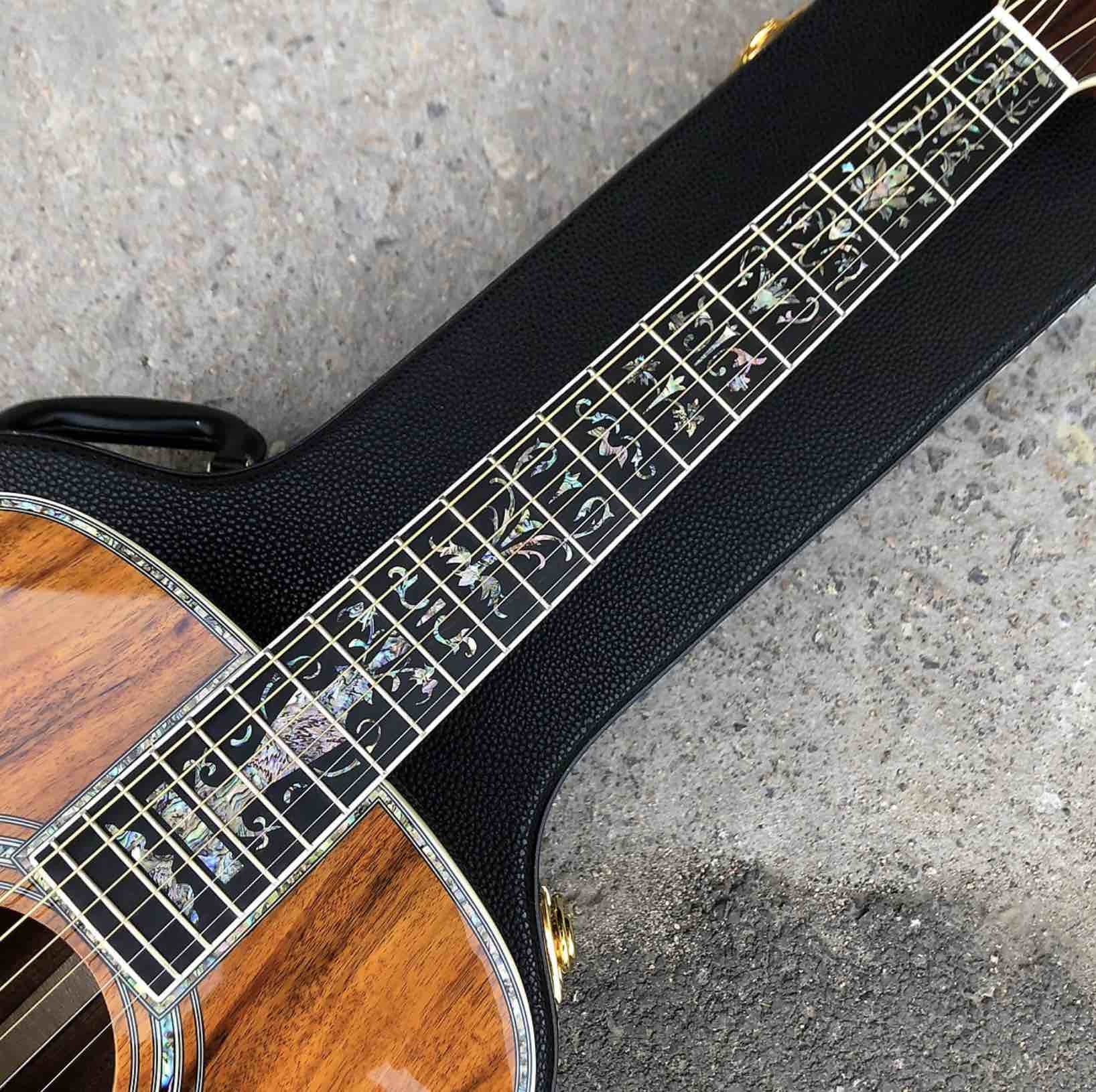 KOA wood classic acoustic guitar,Life tree Ebony Fingerboard,Abalone inlays and binding,China 41 inchs acoustic