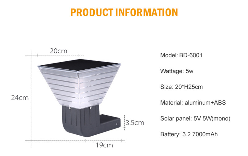 90 lm/w LED Solar Wall Light Outdoor 3.2V Modern Exterior Lamp ABS Garden Landscape