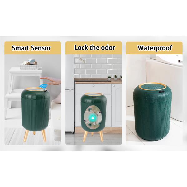 Chinese Wind Round Intelligent Sensing Household Large Capacity Trash Can with Legs
