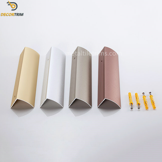 Aluminum Bullnose Edge Trim , Tile Step Edging Strip Screw Install