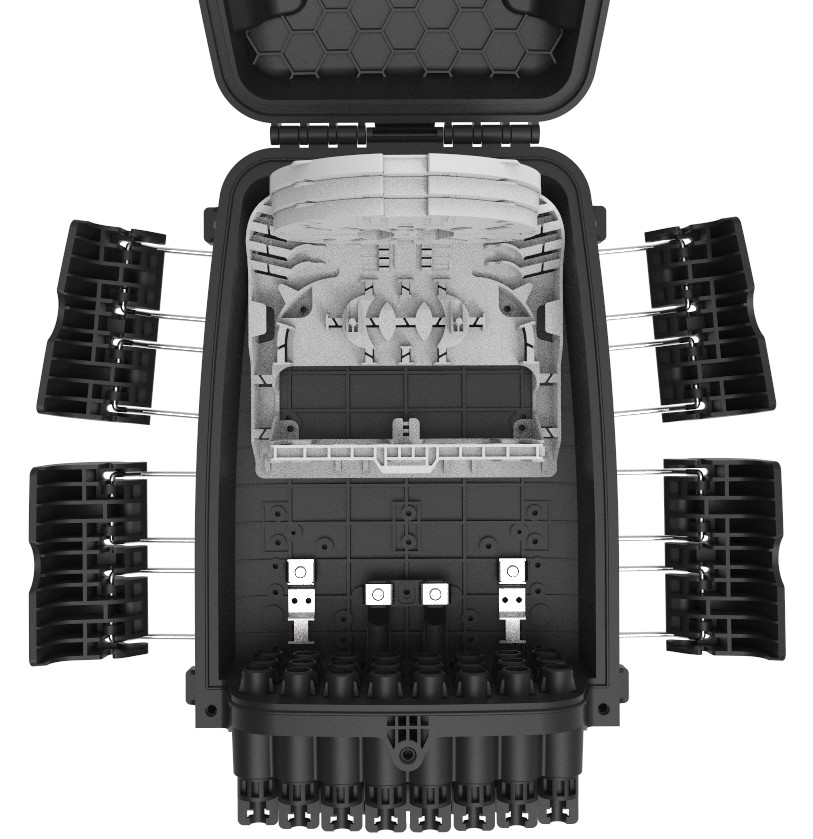 GFS-24QX Fiber Distribution Box IP68 378*255*116mm max 72cores 24 household aerial/wall/pole-mounted