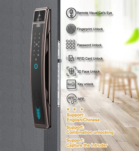Fingerprint Smart Door Lock Face Recognition Remotely Captures Cat'S Eye Lock