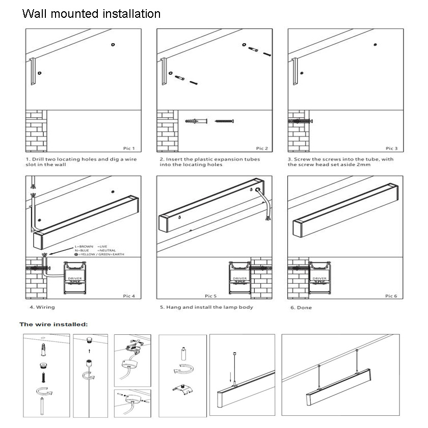 Commercial Linear Wall Light Fixtures , AC85-265V Linear Suspended Led Lighting