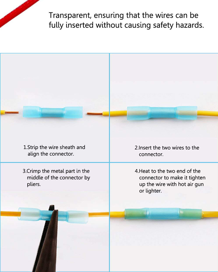 AWG 16 - 14 HDPE insulated wire connector , Heat Shrink Butt Connector Terminal Kit