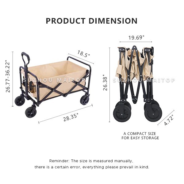 Steel Frame Folding Wagon Cart Compact Foldable Wagon For Camping Creative Outdoor Wagon