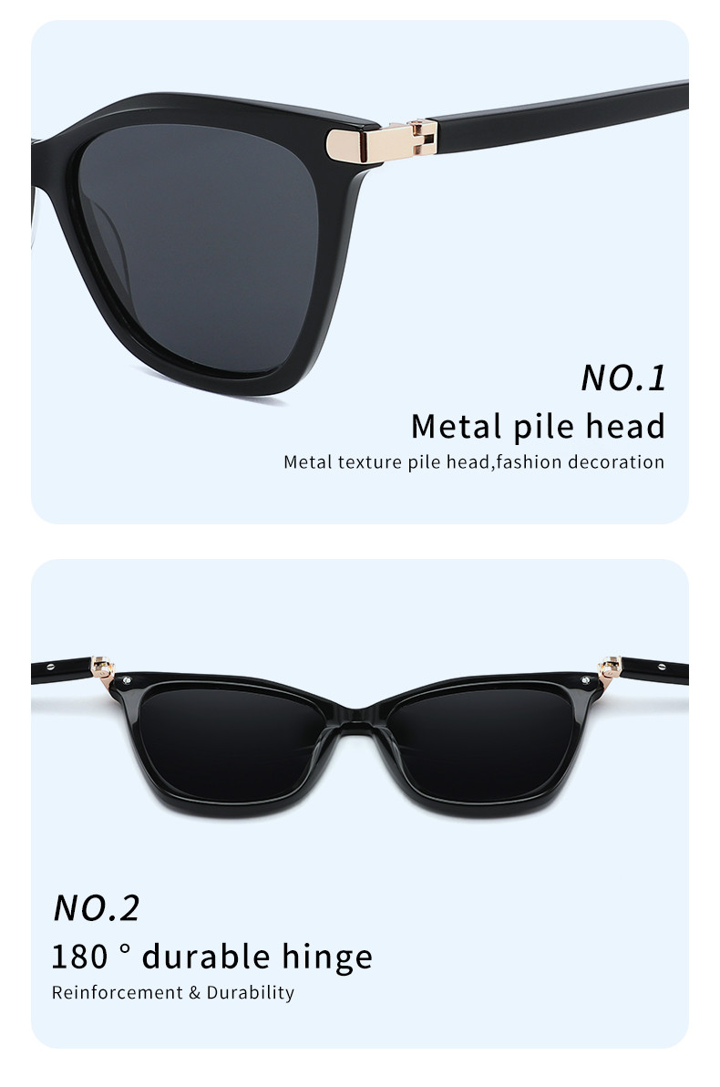 Cat'S Eye Shape Acetate Frame Sunglasses With 180 Degree Flexible Hinge Glasses