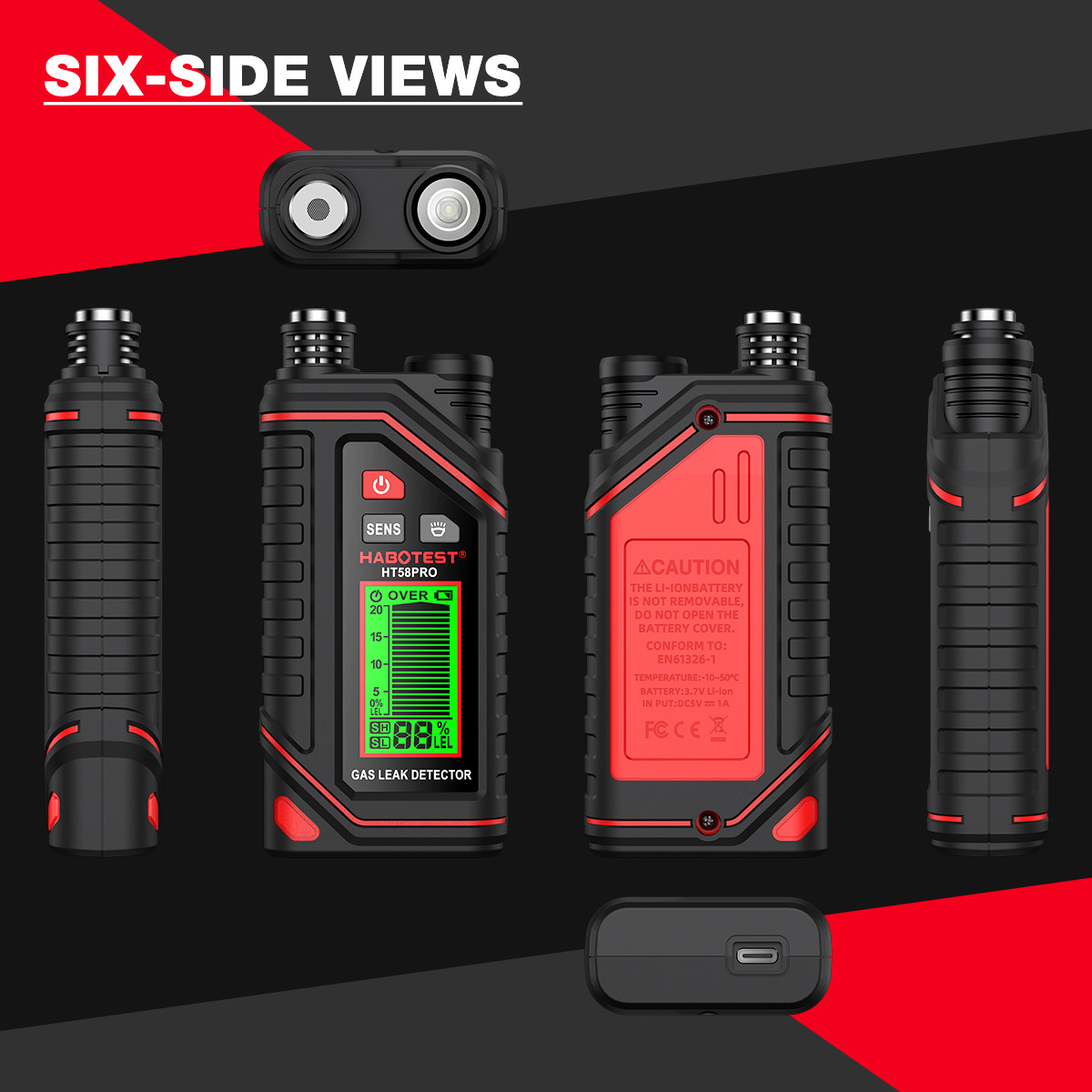 HT58PRO Gas Leak Detector Gas High Precision Gas Sensor Sensitive Sensor Portable Combustible Gas Detector