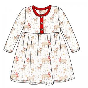 China Christmas baby cotton printing dress outfits infant ruffle tops kids clothes sets girls clothing set on sale
