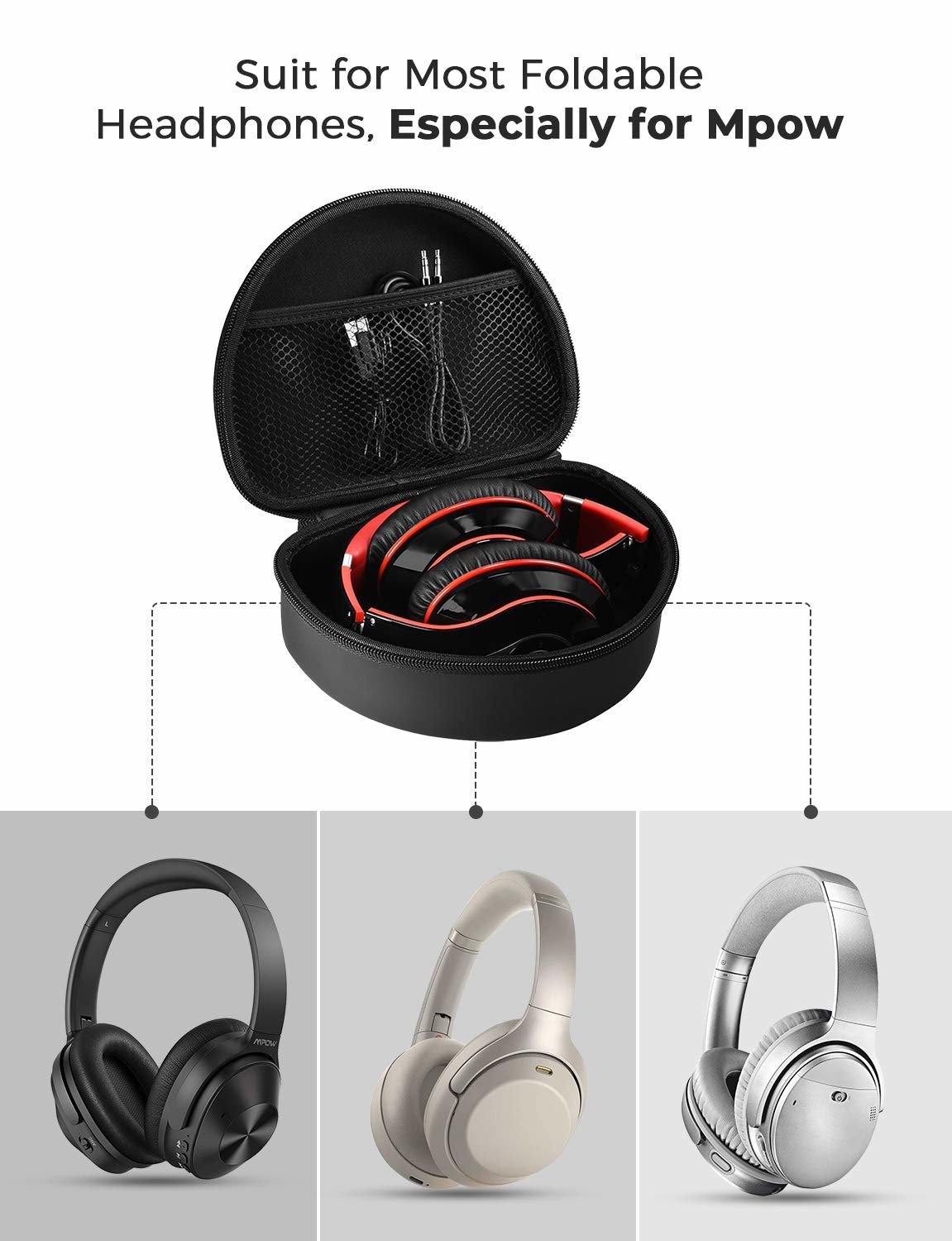 L7.87in Foldable Headphone Carrying Case Hard EVA Cover
