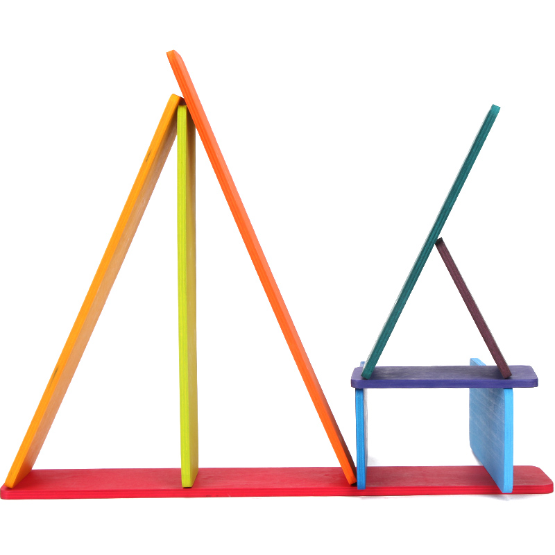 Brown 18cm Rainbow Wooden Building Blocks Toy Creative Educational