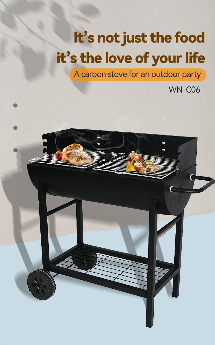 Back to School Occasion Outdoor Portable BBQ Drum with Half Barrel Design and Wheels