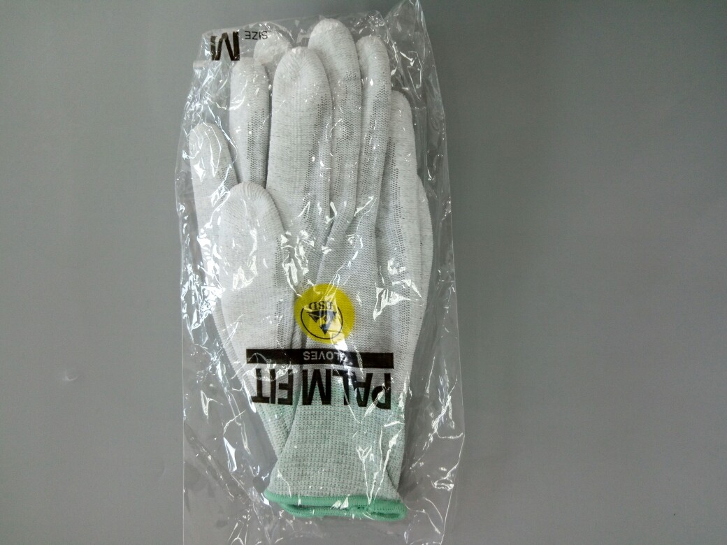 White Nylon Fingertip PU Coated Hand Gloves 20cm 22cm S M L 0.9mm