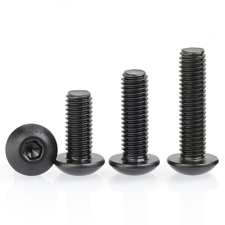 Hexagon Socket Button Head Screws ISO7380 Alloy Steel High Grade 10.9 12.9 Level Half Round Head Allen Bolt Black Oxide