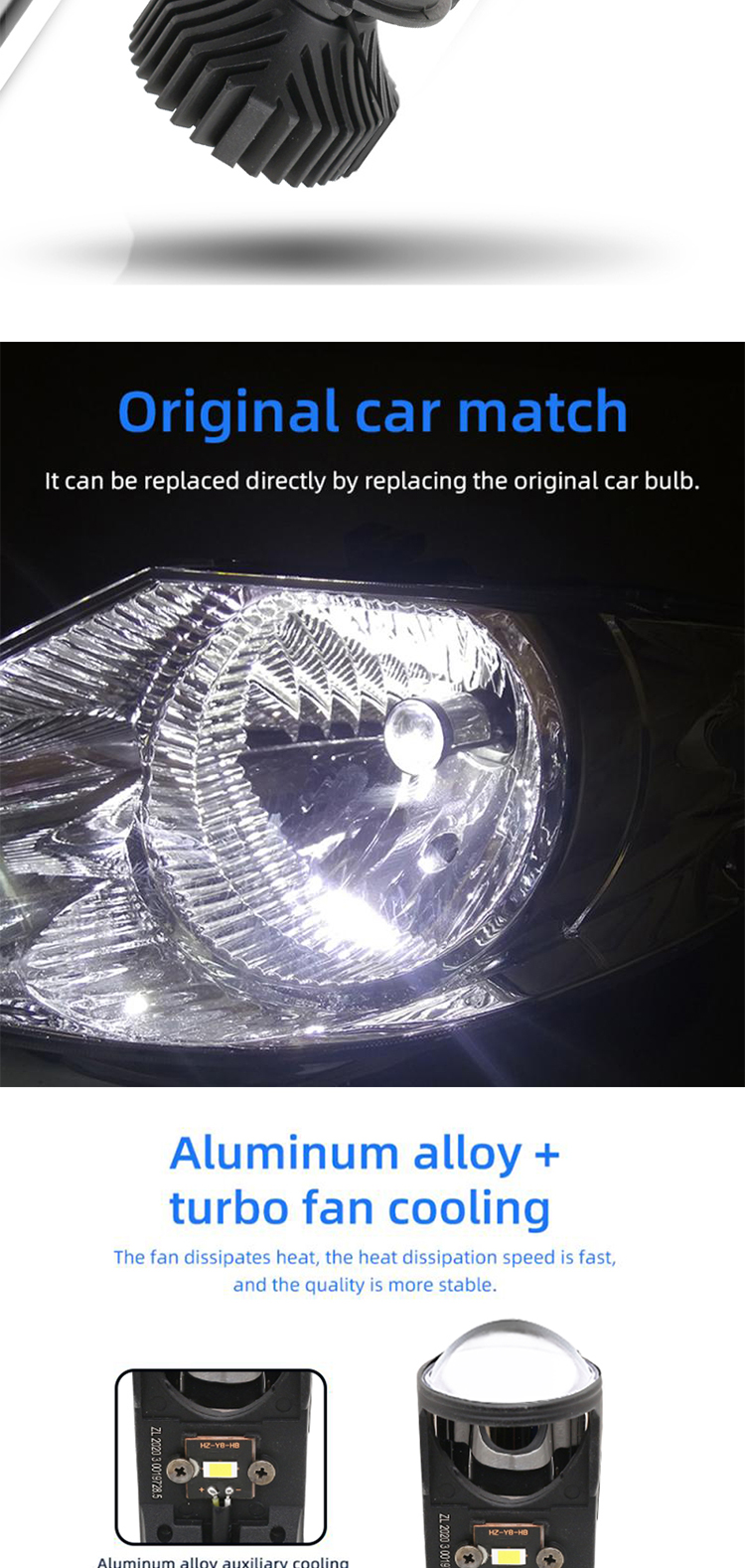 Y6 Mini H4 Bi LED Car Headlight Bulb Auto Lighting System Projector Lens