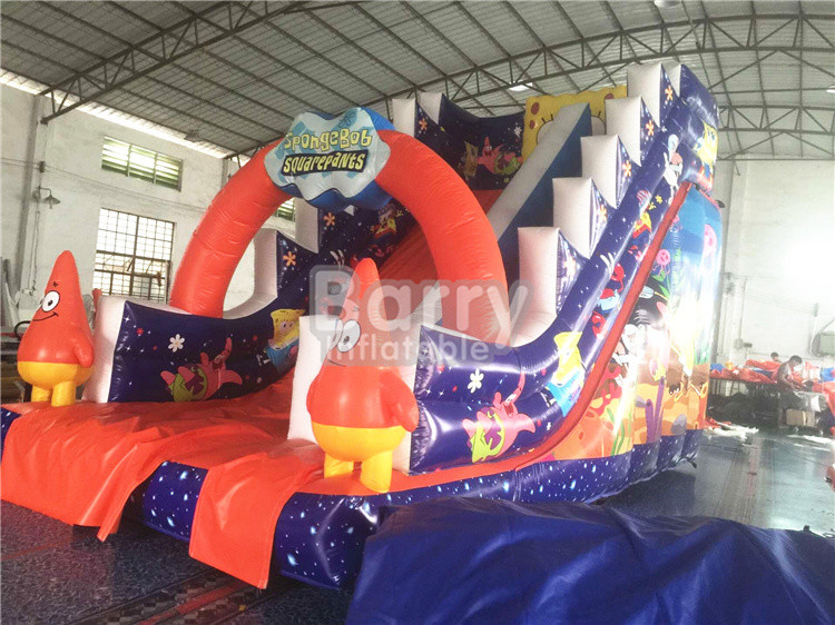 Professional Spongebob Commercial Inflatable Slide Fireproof For Kids Playground