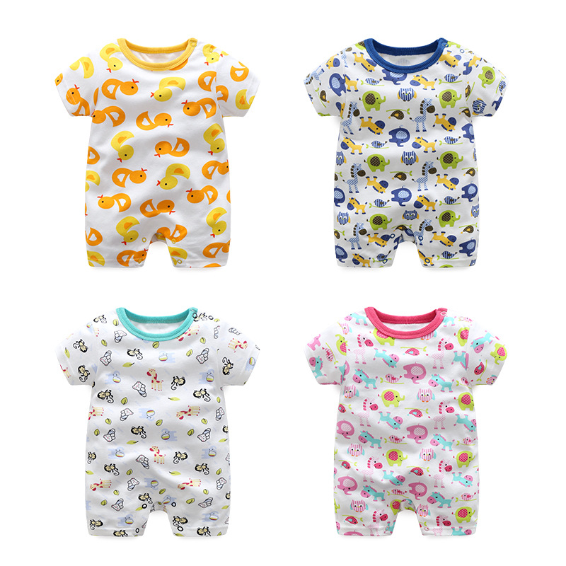 Soft Cute Newborn Baby Clothes Short Sleeve Bodysuit Baby Boys And Girls