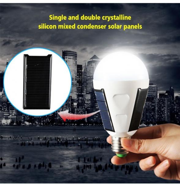2017 New Products Waterproof IP65 rechargeable emergency light 7W solar led bulb E27 6500K AC85-265V 3-4hours CE ROHS