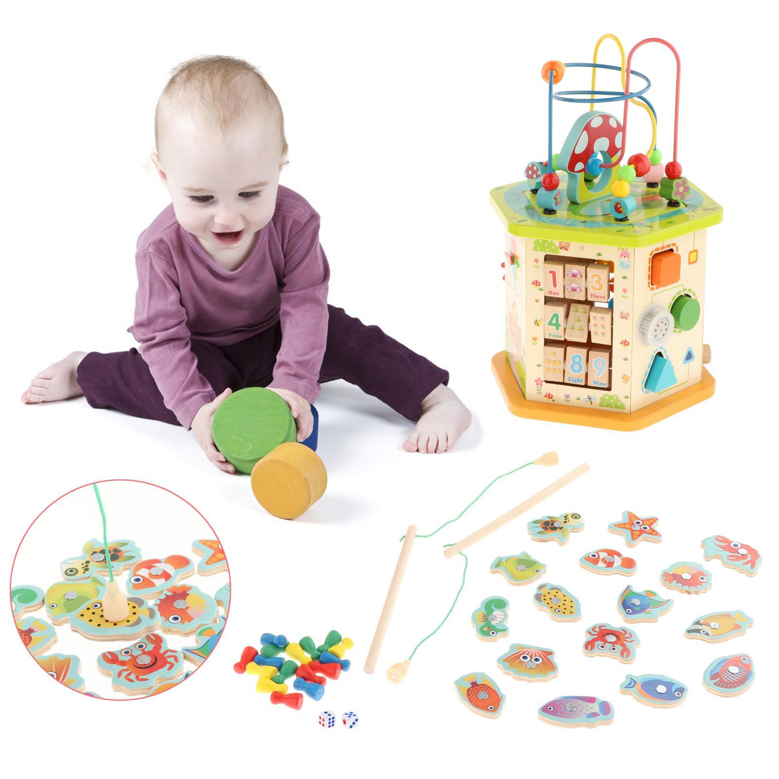 Large Activity Cube Toys, Montessori Matching Stacking Pentatonic Piano Letter Learning for New Year Kids Baby Infant Boys Girls