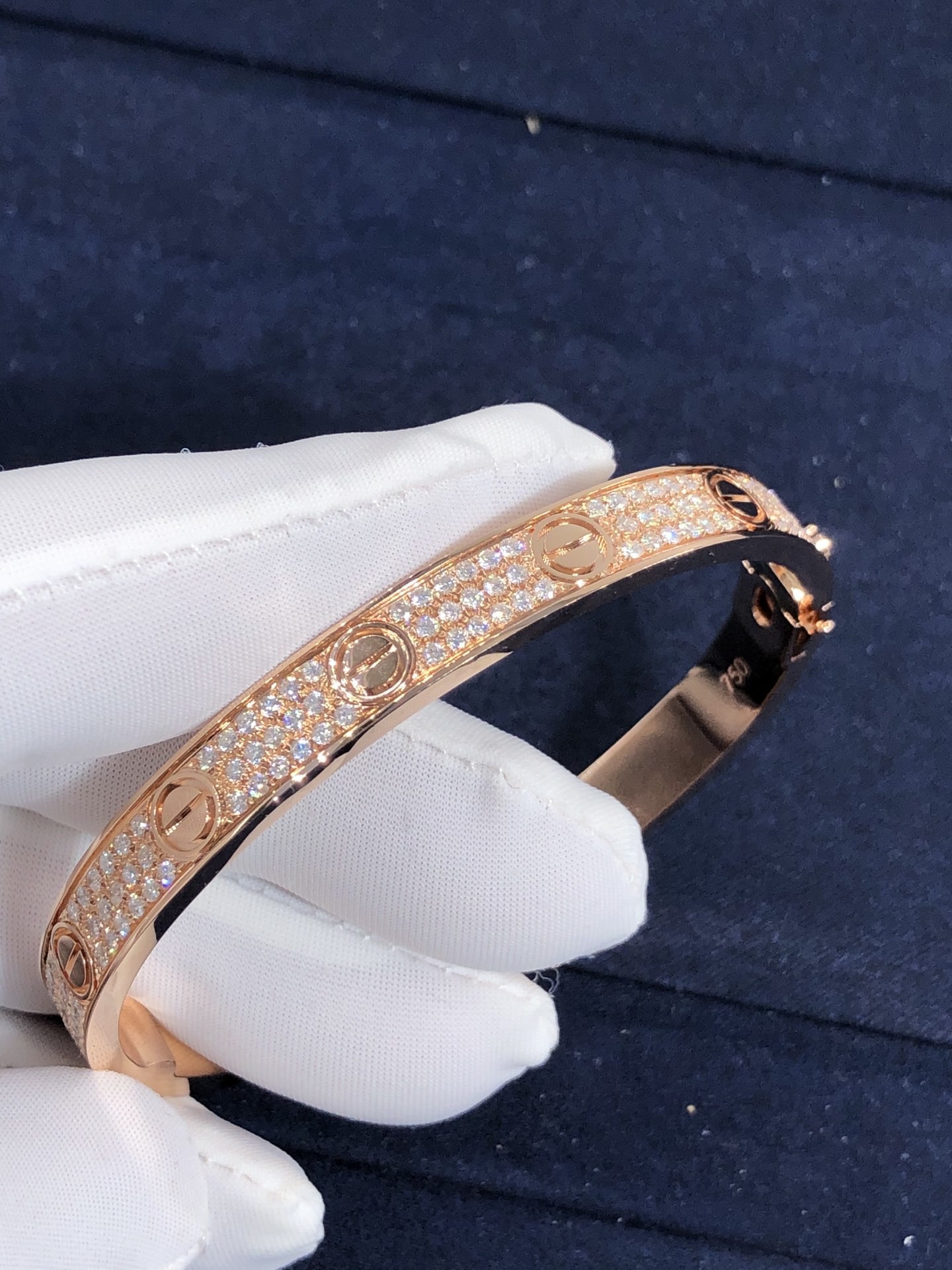 Elegant Gorgeous Factory Made Car Tier 18k Yellow/White/Rose Gold And Natural Diamonds LOVE Bracelet, Diamond-Paved