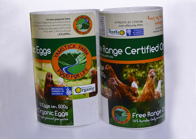 Custom CMYK printed self adhesive paper food product label for eggs packaging