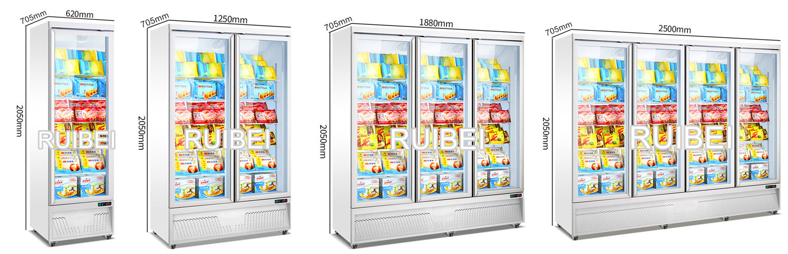 Supermarket Glass Door Upright Display Freezer And Refrigerator With CE