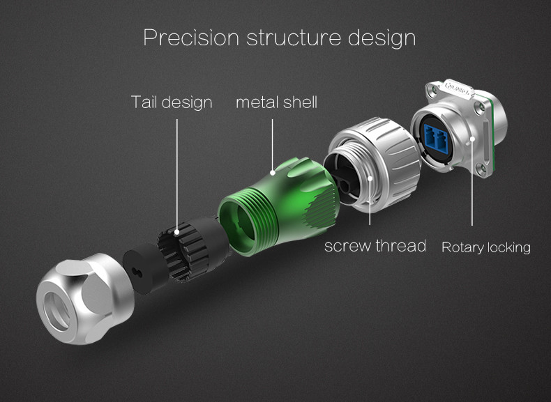 2018 DH24 Pogo Optical Fiber Circular WaterProof Connector for Signal Transfer, Metal Plug and Socket with Dust Cover