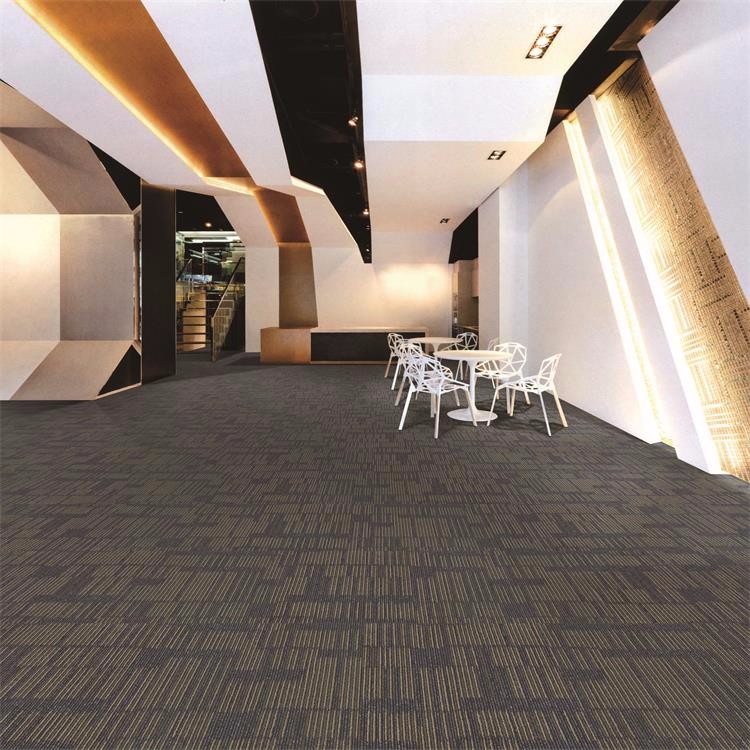 Foldable Office Carpet Flooring , Pp Carpet Tile Multi Level Loop Stripe Style