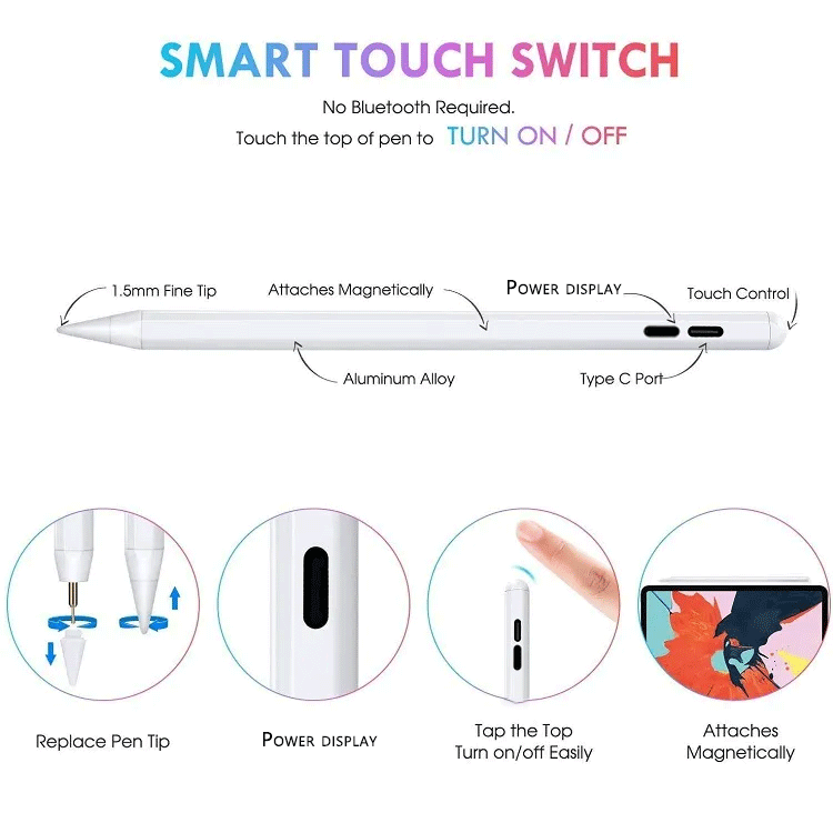 Universal Palm Rejection Active Capacitive Stylus Pen For Touch Screen