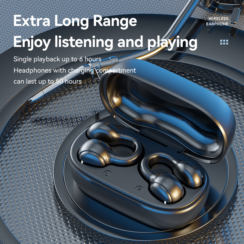 HiFi Stereo Bone Conduction True Wireless Earphone with 20cm Charging Cable and Mic