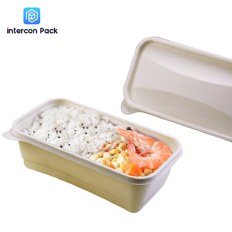 Takeaway Sugarcane Bagasse Food Container Biodegradable Disposable With Compartment