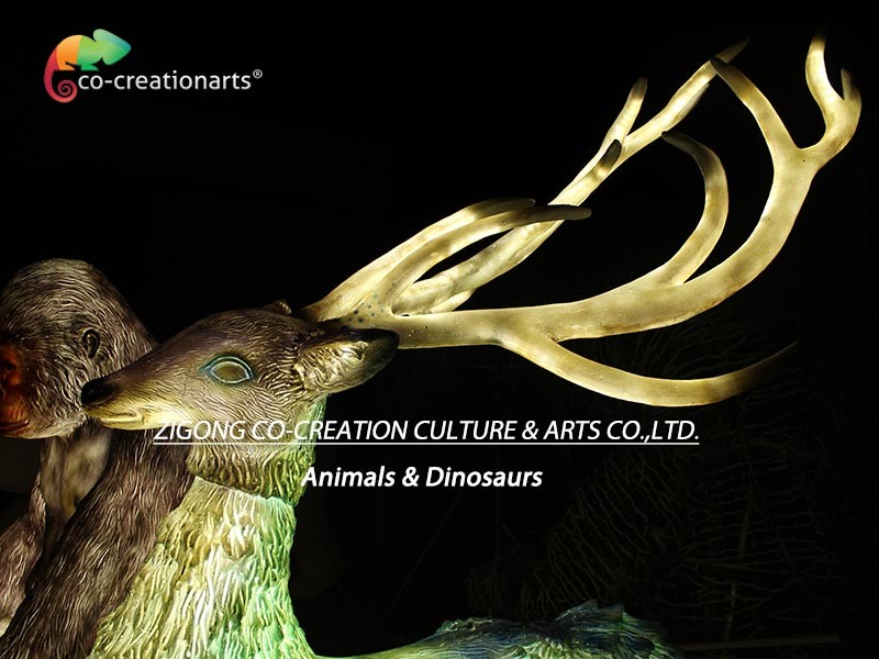 Lighting Customizable Fiberglass Deer For Theme Park