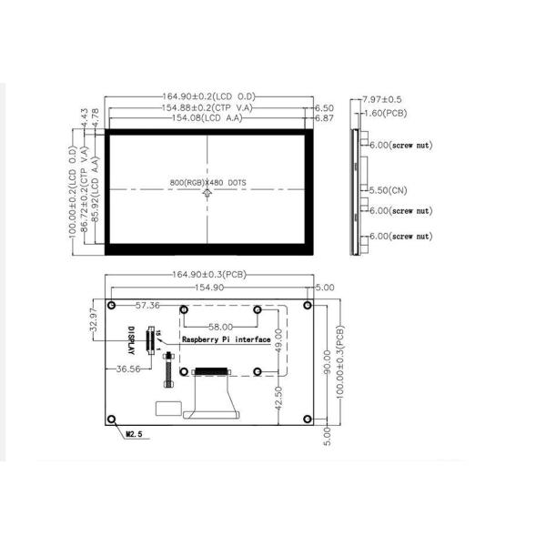 7 Inch Serial Port Screen With PCB 800X480 15 PINS DSI Interface