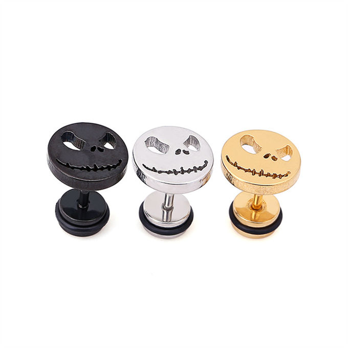 Skull earring bad smile stud earrings Halloween ear stud man woman unisex fashion ear piercing jewelry