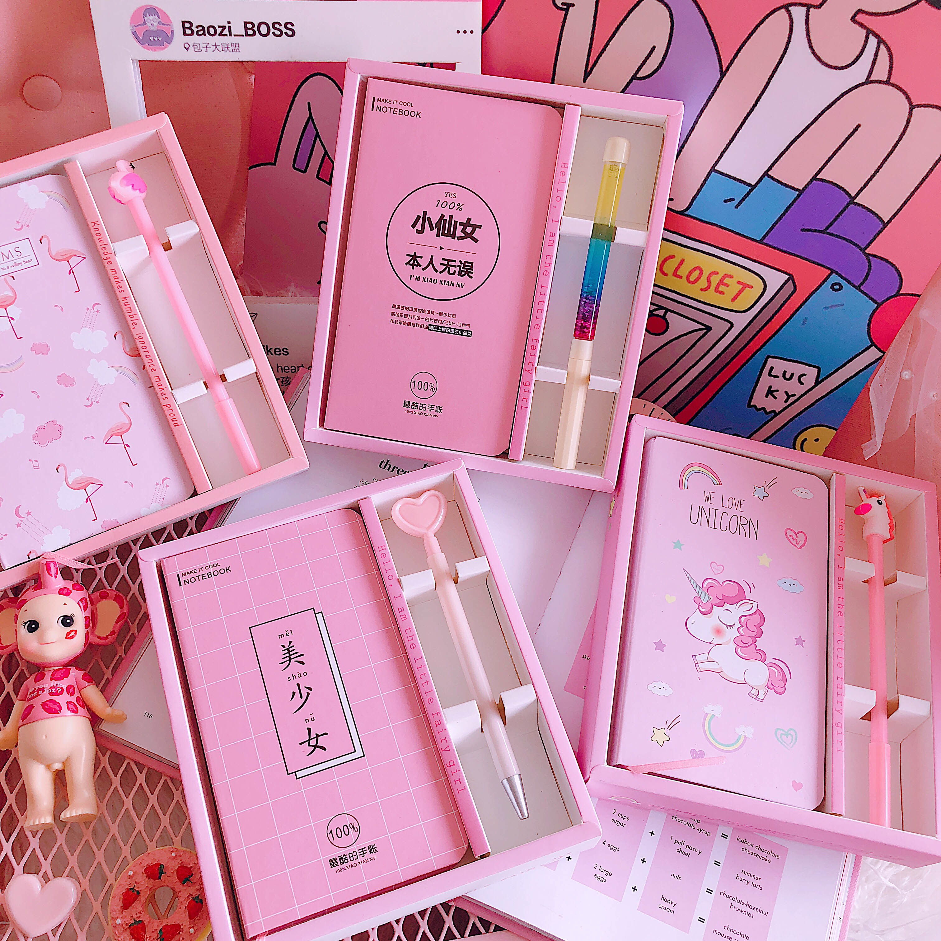 Pink Cover Personalised Diary And Pen Set Customized Silk Screen Printing Logo For Girls