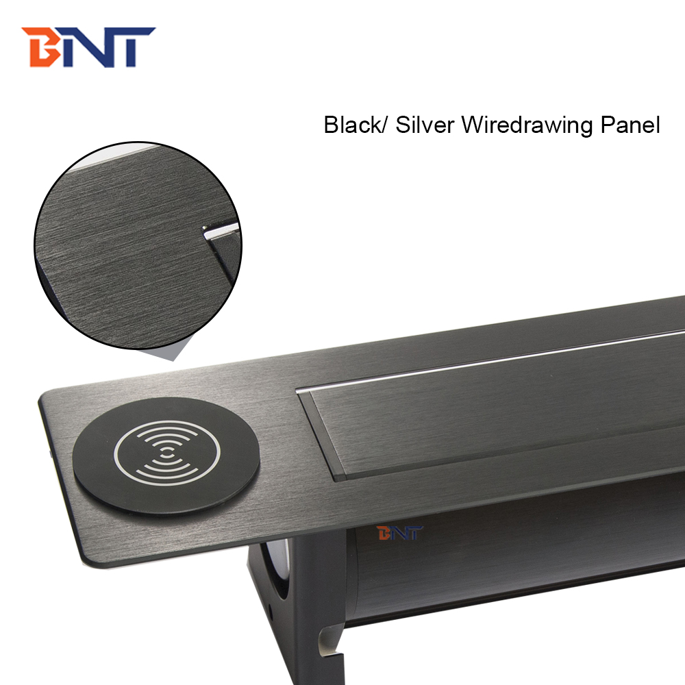 BNT smart wireless phone charger table motorized flip up jack socket