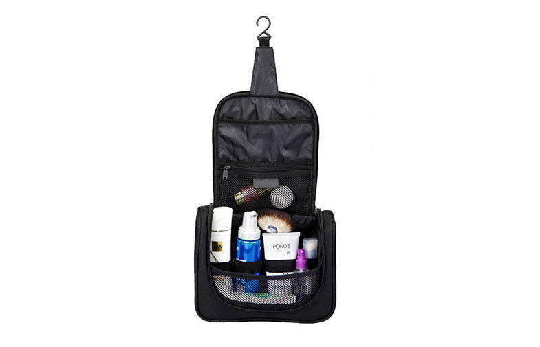 Polyester Surface Travel Organizer Bag Black Inner With Plastic Hook