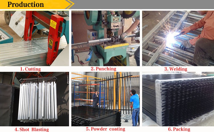 Powder coated horizontal steel garrison fence design