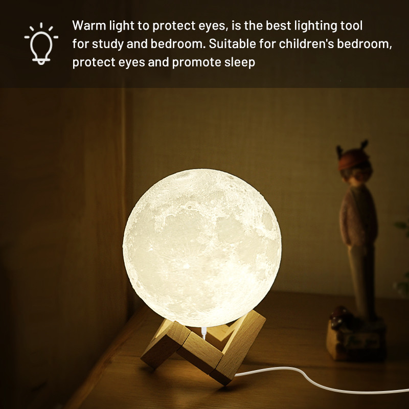 5V 1A Moon Night Light , 3500K Color Changing Moon Lamp Dimmable
