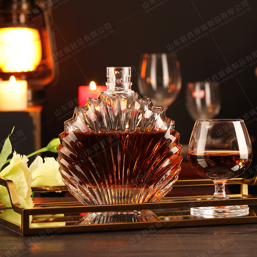 Glass Collar 750ml Tequila Vodka Spirits Bottle With Lid And Custom Logo