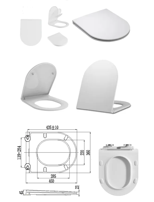 White D Shape Soft Close Toilet Seat Cover With Quick Release Lid And Two Push Buttons
