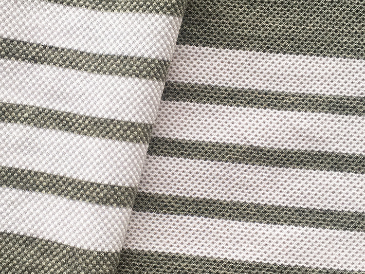 Elastic Cotton Pique Fabric Clear Line 175g Striped Abrasion Resistant Texture